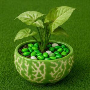 Syngonium in a green planter