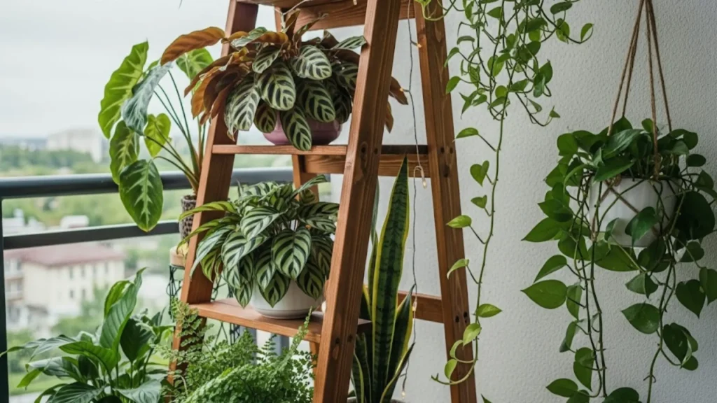 DIY Ladder Plant Shelf
