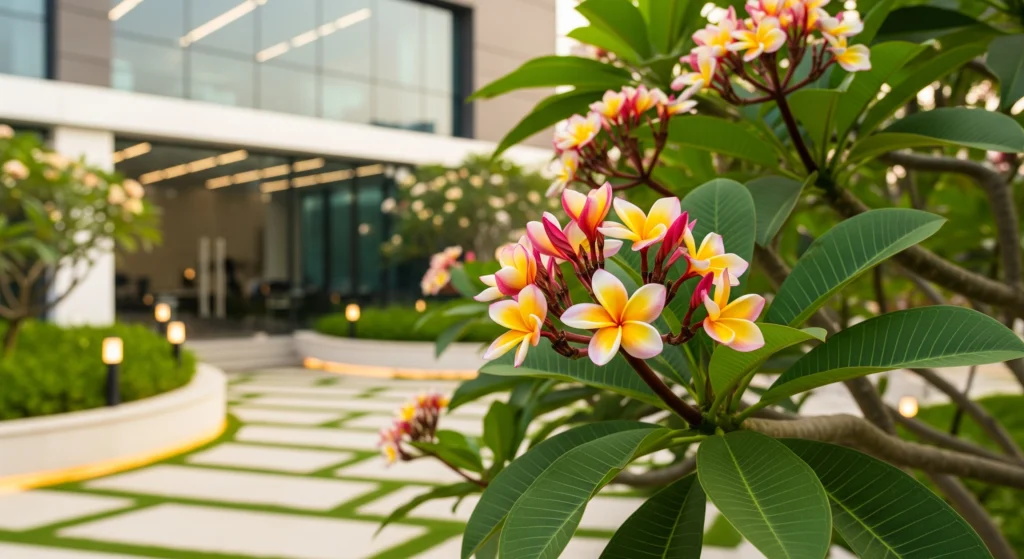 Top 10 Low-Maintenance Outdoor Plants for Indian Office Gardens - Frangipani (Plumeria spp.)