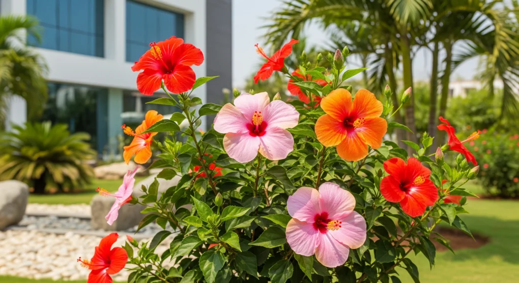 Top 10 Low-Maintenance Outdoor Plants for Indian Office Gardens - Hibiscus (Hibiscus rosa-sinensis)